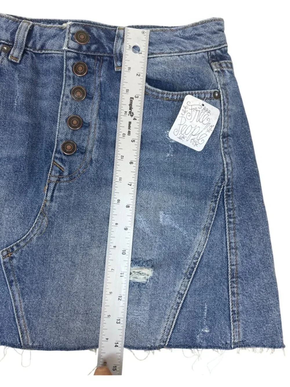 NWT We The Free Denim Mini Skirt Sz 26 Distressed Jean Skirt Blue Streetwear